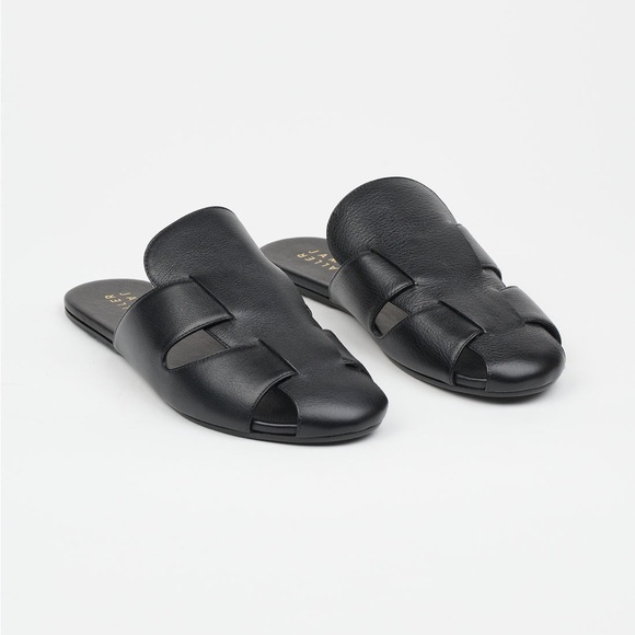 Jamie Haller Black Leather Slides - Picture 2 of 9